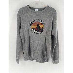 Vintage Old Navy Washington Big Bear Country Thermal Long Sleeve Gray‎ Size M